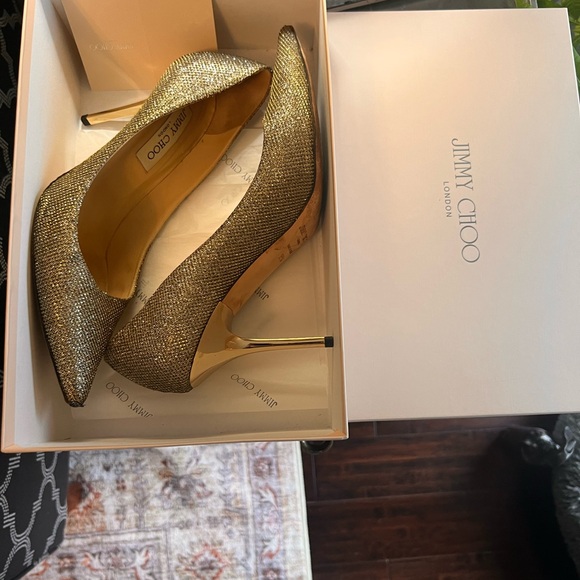 Gorgeous Jimmy Choo Light Bronze Glitter Heels size 8/38.5 in original box - Picture 4 of 9